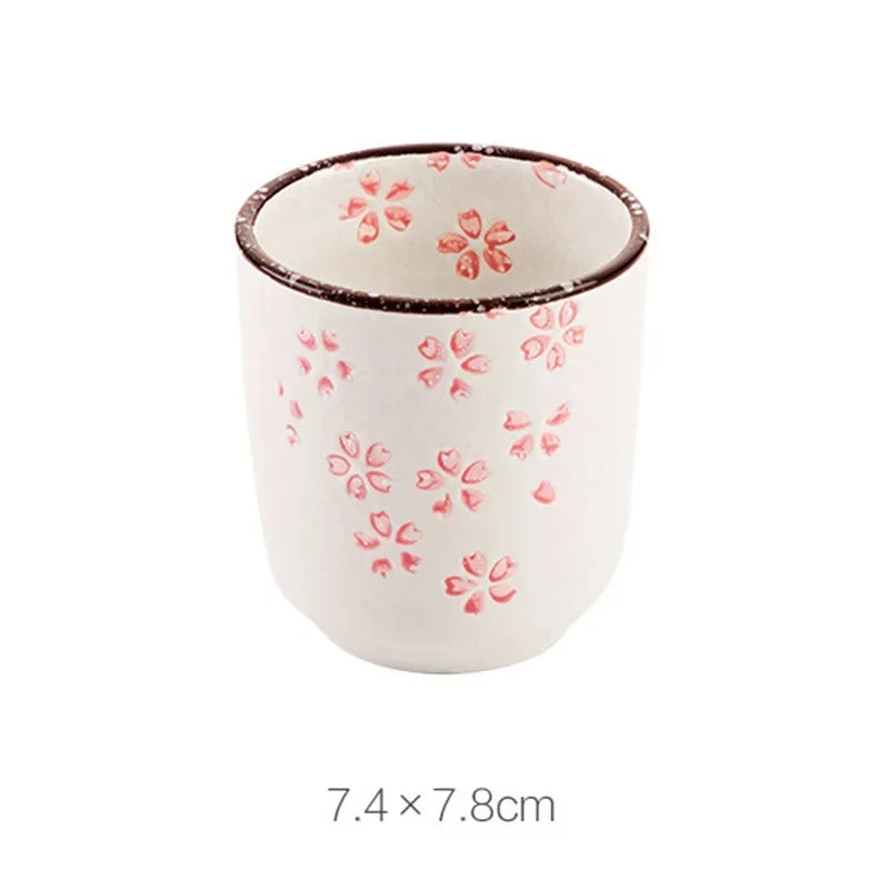 Japanese-Style Kung Fu Tea Ceramic Underglaze Porcelain Tea Cup Home Owner Sub-Cup Glass Tea Cup Pink White