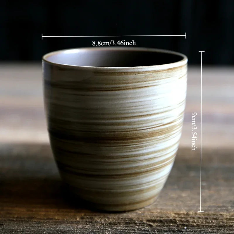 Hand-Painted Crackle Glaze Stoneware Mug, Vintage Asian Ceramic Coffee Tea Cup, Dishwasher Safe Gift Home Use Zen Aromatherapy