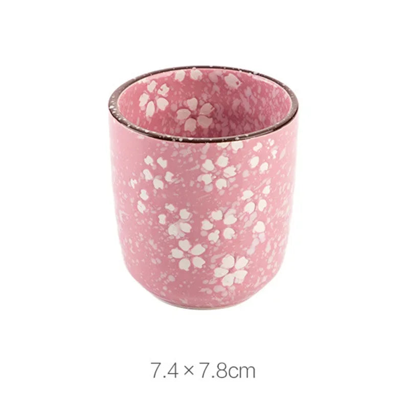 Japanese-Style Kung Fu Tea Ceramic Underglaze Porcelain Tea Cup Home Owner Sub-Cup Glass Tea Cup Pink White