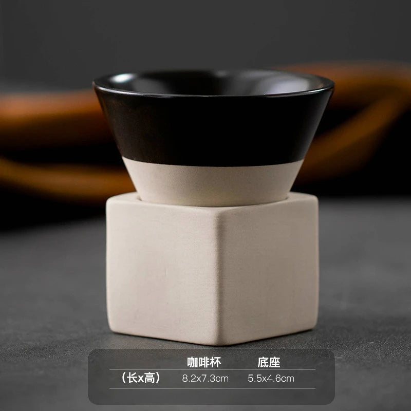 1pc Retro Japanese Triangular Cone Shape Pottery Tea Coffee Cup Pull Ceramic Mug Rough Latte Porcelain Cup For Home Office