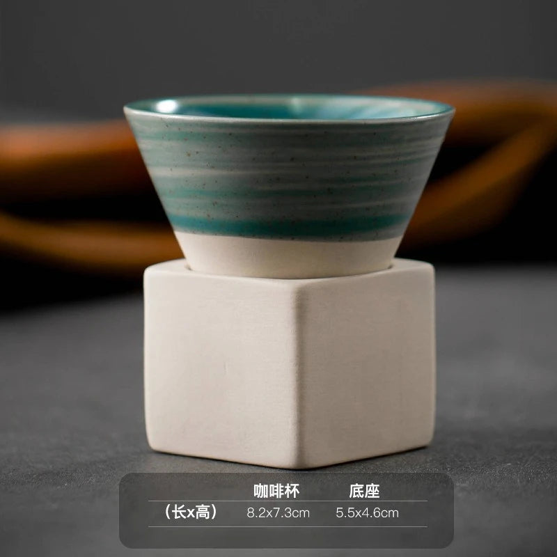 1pc Retro Japanese Triangular Cone Shape Pottery Tea Coffee Cup Pull Ceramic Mug Rough Latte Porcelain Cup For Home Office